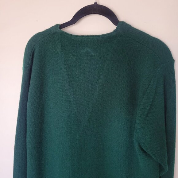 Vintage Jantzen Sweater Men's Medium Green Cardigan Grandpa Button Up USA *FLAW* - Picture 8 of 8